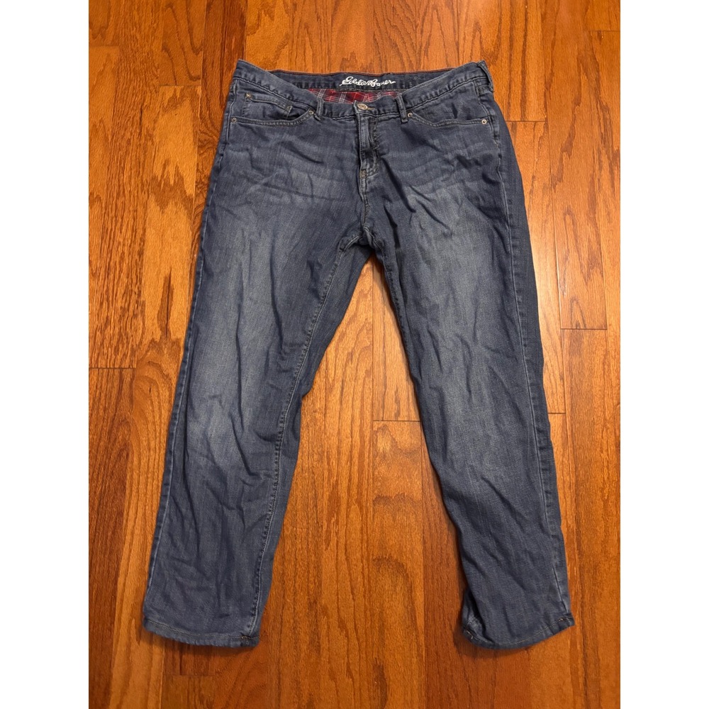 Eddie Bauer Flannel Lined Straight Jeans Size 37" waist